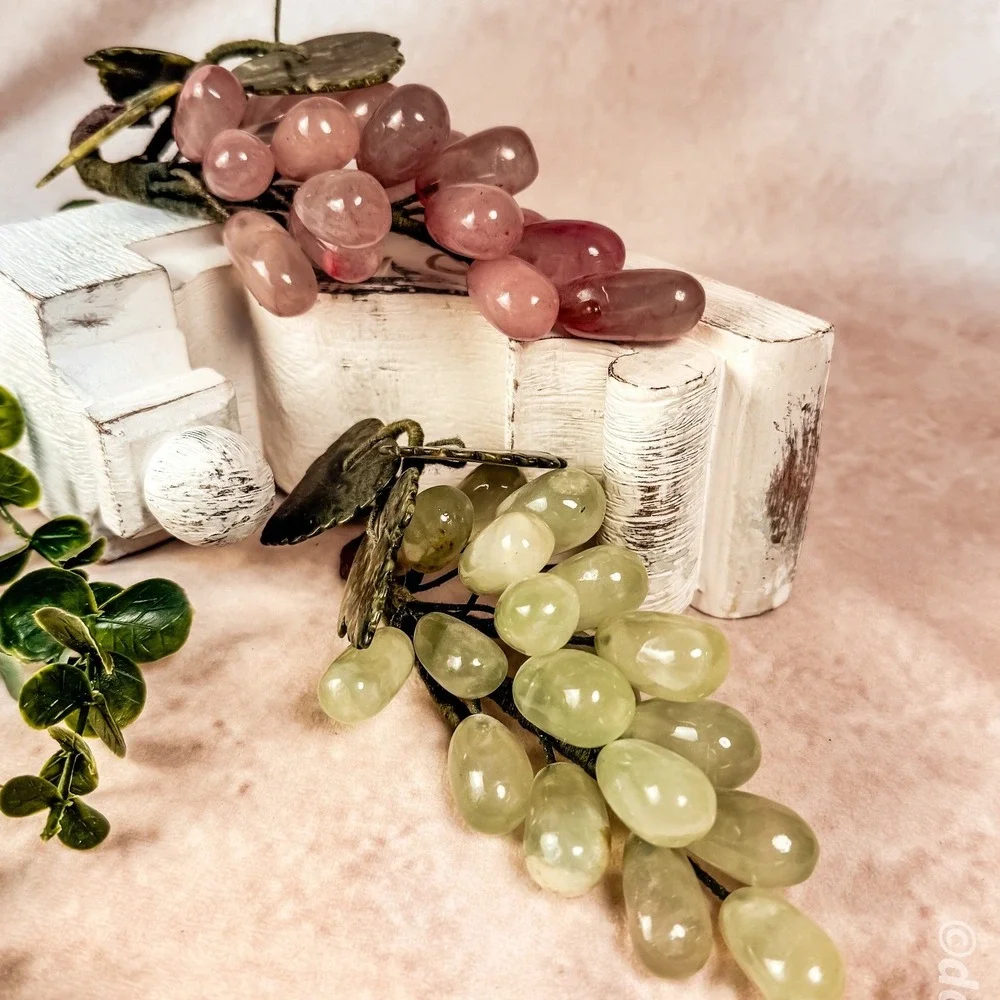Accents | Hand Carved Rose Quartz And Jade Grape Cluster Set | Poshmark